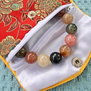 Natural Rainbow Rutile Quartz Beaded Stretch Bracelet.